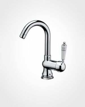 Britannia single lever basin mixer with curved spout