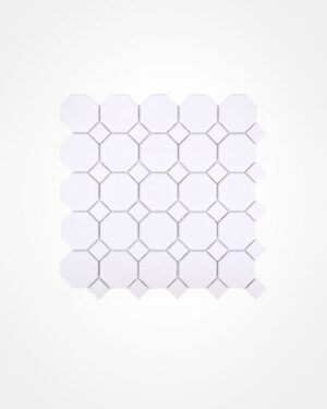 Octagonal mosaic floor tile - white