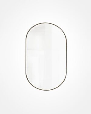 Oval Mirror with Aged Brass Wooden Edging