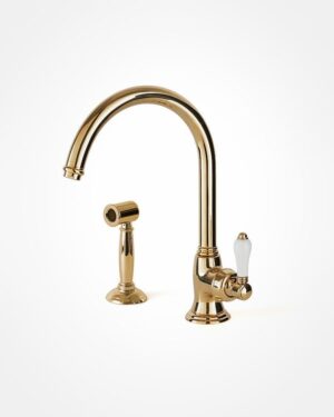 Bella single lever sink mixer & hand spray, 2TH - Polished Brass
