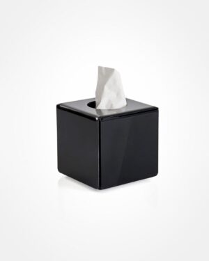 Tissue box, square gloss black - Perspex