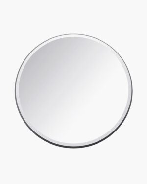 Round black framed mirror