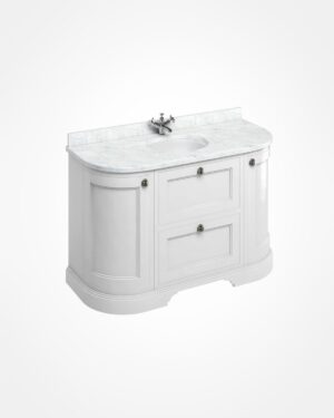 Curved basin & vanity, with drawers